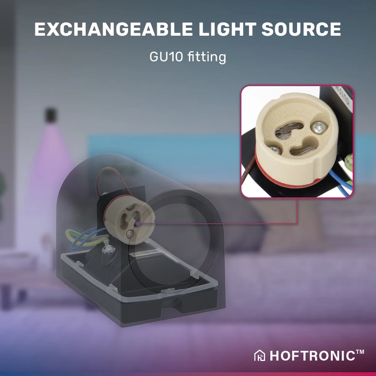 Hoftronic Smart Alvin - Smart LED Wandlamp - WiFi + Bluetooth - Downlight - GU10 5,5 Watt 400lm - RGBWW 16,5 Miljoen Kleuren - Slimme Muurlamp - Geschikt Als Binnen En Buiten Wandlamp - 3 Jaar Garantie - Afbeelding 16