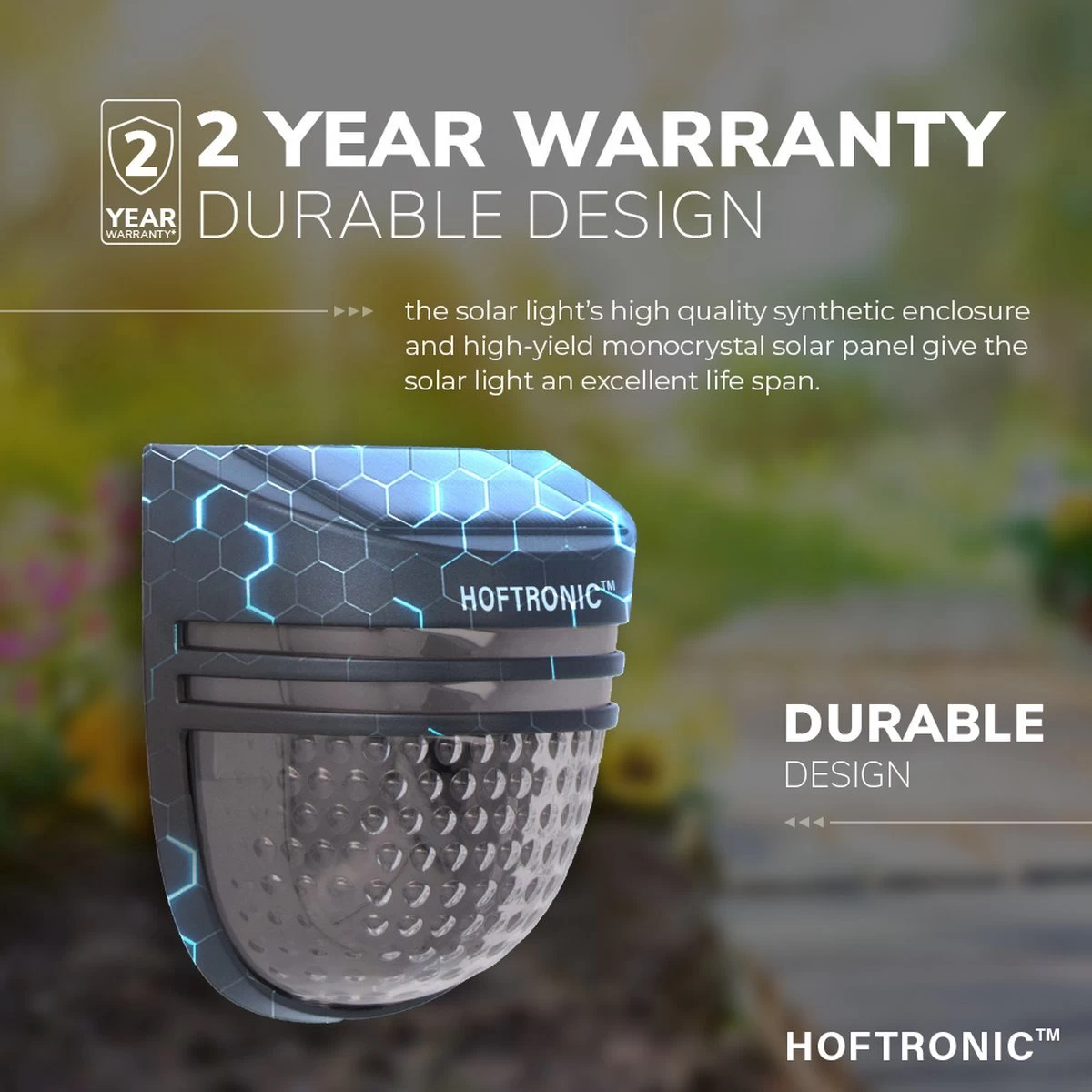 4x HOFTRONIC Tropo - Solar Wandlamp Buiten - IP65 Waterdicht - Wintersolar Technologie Monokristal Zonnepaneel - 3000K Warm Wit (sfeervol) - Solar Tuinverlichting Op Zonne Energie - Afbeelding 6