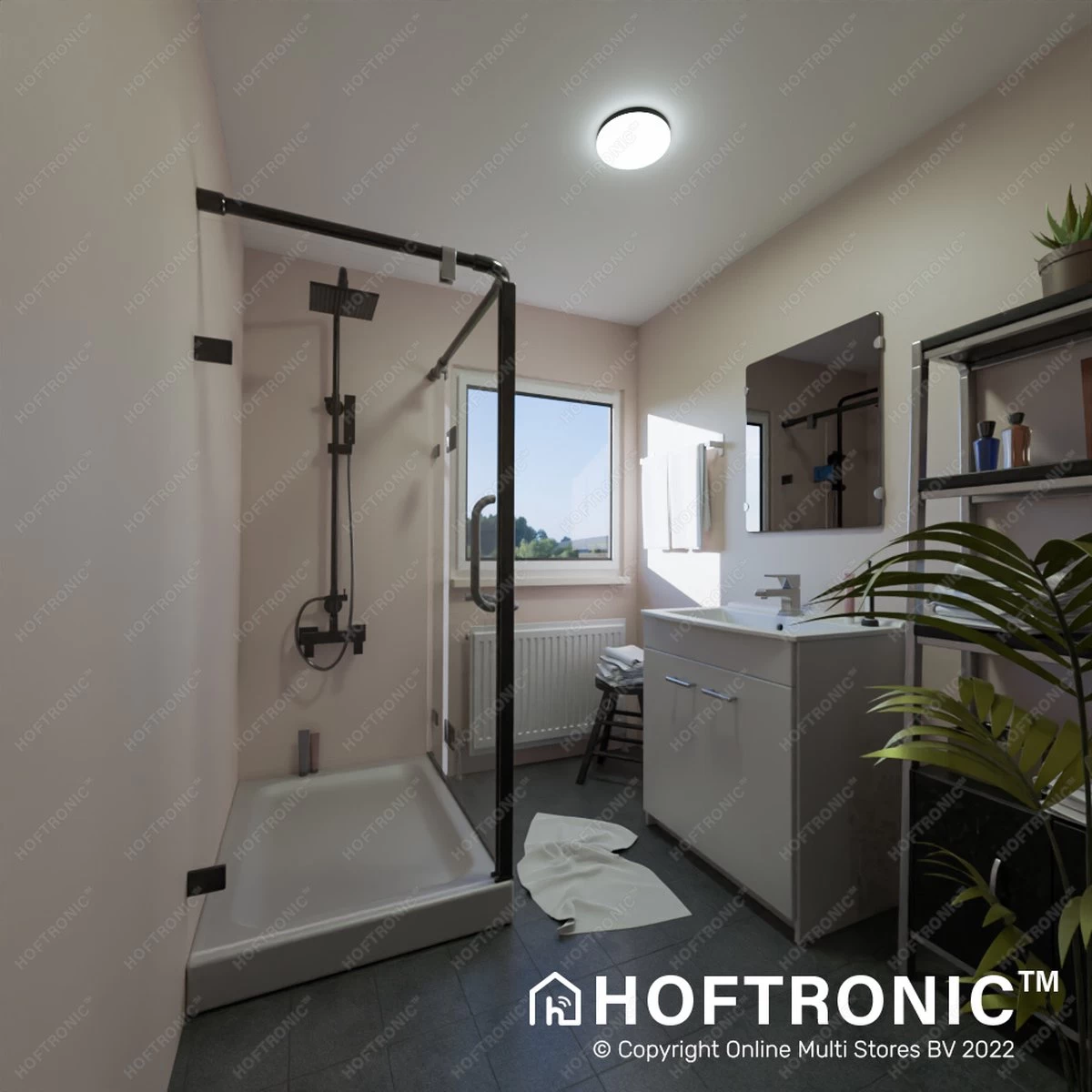 Lumi - 16W Slimme Plafondlamp Badkamer Zwart - IP54 Waterdicht - Smart Home WiFi + BLE - 2700K-6500K White Ambiance - Ø30 Cm - Afbeelding 8