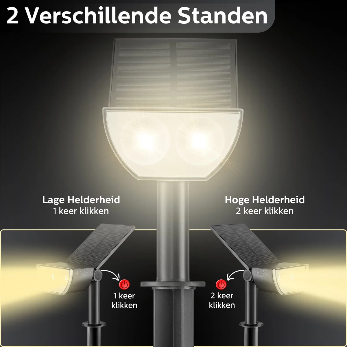 Happy Goods - Solar Prikspot - Buitenlampen - Tuinsteker - Buiten - Solar - Tuinverlichting - Lampen - Buiten Verlichting - Tuinlantaarn - Padverlichting - Zonne-energie - Warm White - Prikspot - Zomer - Duurzaam - Afbeelding 5