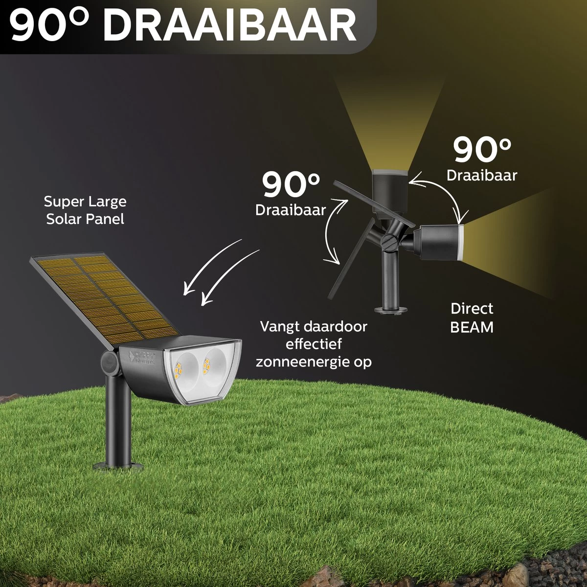 Happy Goods - Solar Prikspot - Buitenlampen - Tuinsteker - Buiten - Solar - Tuinverlichting - Lampen - Buiten Verlichting - Tuinlantaarn - Padverlichting - Zonne-energie - Warm White - Prikspot - Zomer - Duurzaam - Afbeelding 6