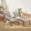 ELSA - Set Van 2 Ligstoelen Van Aluminium En Textileen, Ligbed Multipositioneel Met Wieltjes, Kleur Antraciet/donkergrijs