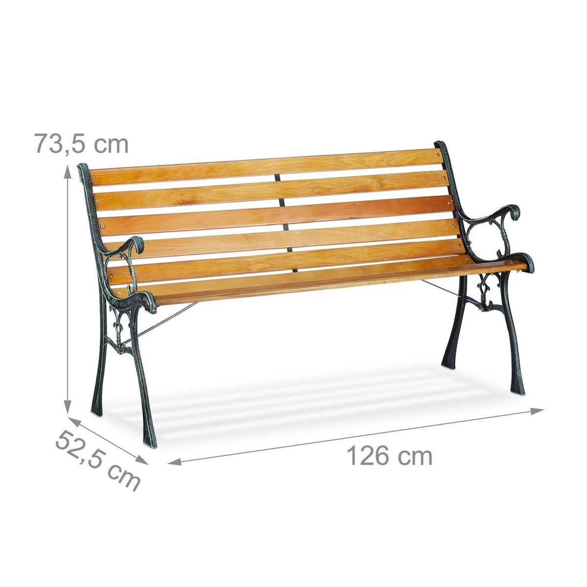 Relaxdays Tuinbank - Gietijzer - Parkbank - Tweezitter - Balkon & Terras - Houten Bank - Afbeelding 4