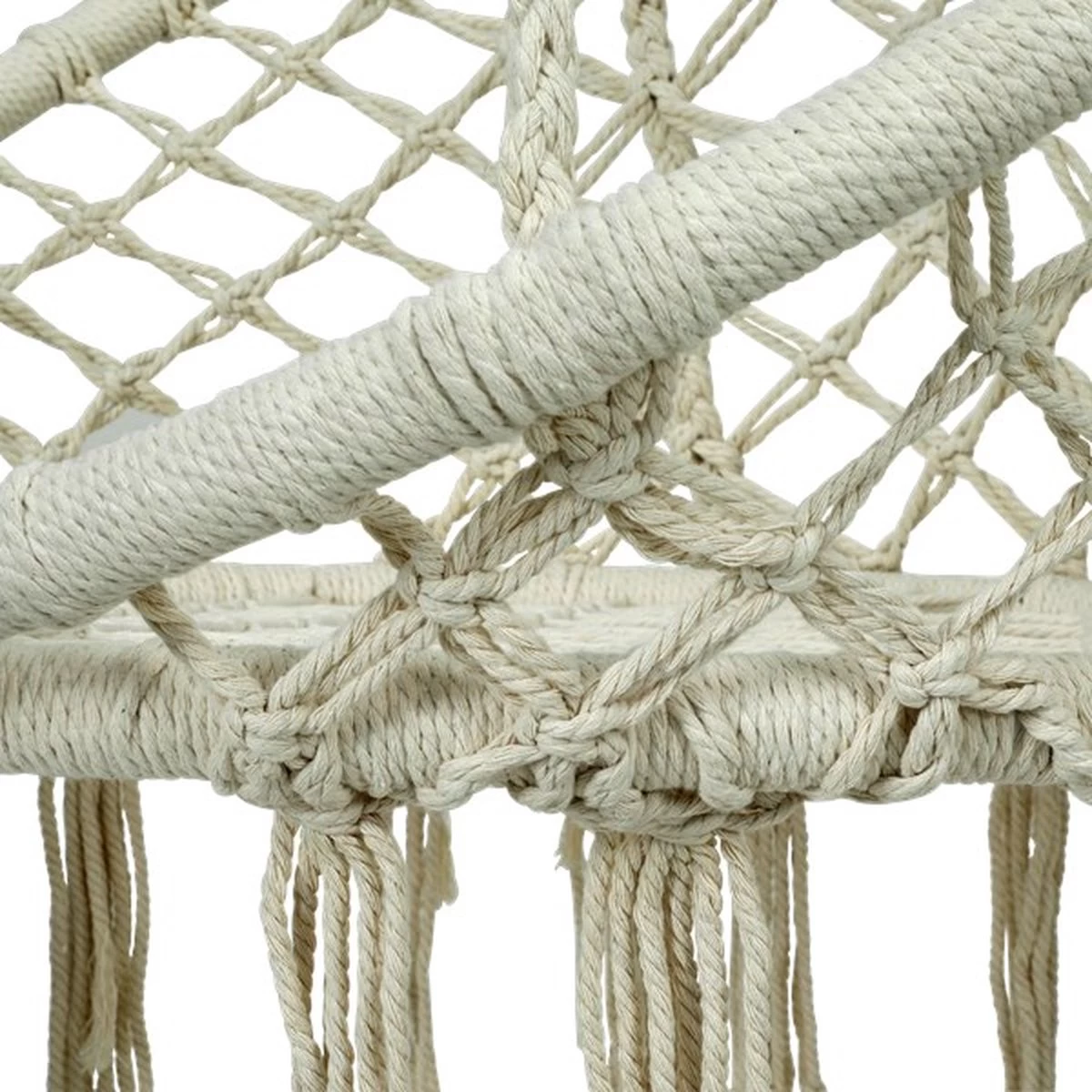 Macramé Hangstoel Beige - Beige Hangstoel - Hangstoel Touw - Hangstoel - Tot 110KG - Eenpersoons Hangstoel - Hang Stoel 1 Persoon - Hangstoel Voor Binnen - Hangstoel Zonder Standaard - Hangstoel Buiten - Afbeelding 2