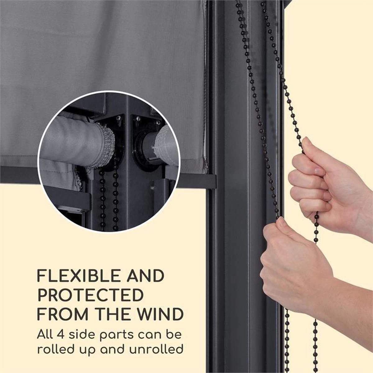 Blumfeldt Grandezza Cortina Tuinpaviljoen , 6 X6 Cm Stalen Frame Met Poedercoating , Overdekt Oppervlak Van 3 X 4 Meter , Polyester - Afbeelding 2