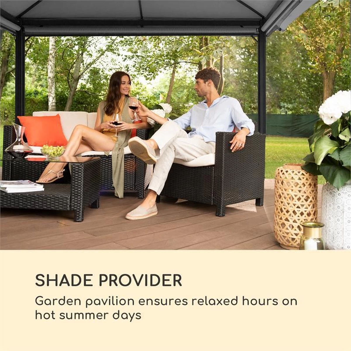 Blumfeldt Grandezza Cortina Tuinpaviljoen , 6 X6 Cm Stalen Frame Met Poedercoating , Overdekt Oppervlak Van 3 X 4 Meter , Polyester - Afbeelding 3