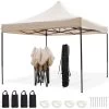 LifeGoods Partytent - 3x3 M - Easy Up - Opvouwbaar - Waterdicht - Draagtas Met Wieltjes - Beige