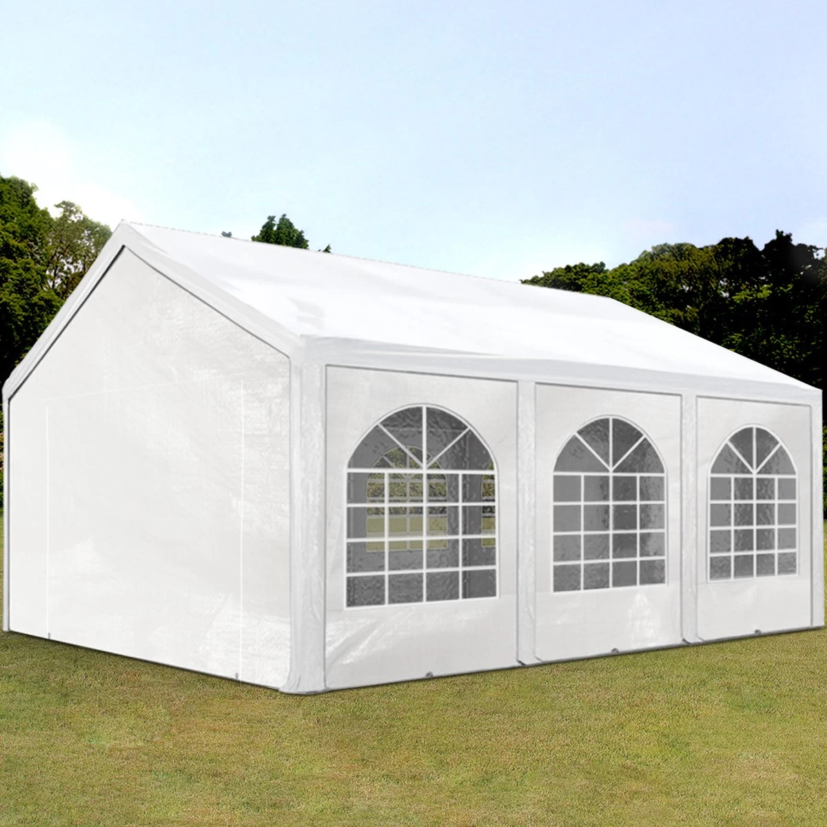 Hoogwaardige Partytent 3x6 M Van 240 G/m² PE Zeil Tuintent Feesttent Waterdicht In Wit - Afbeelding 5