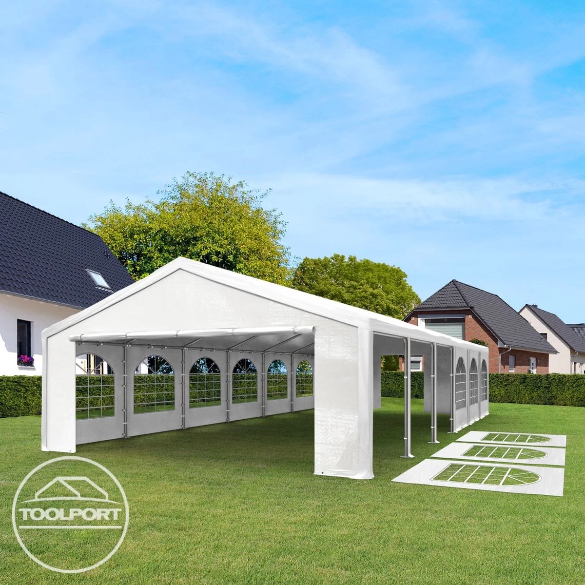 Hoogwaardige Partytent 3x6 M Van 240 G/m² PE Zeil Tuintent Feesttent Waterdicht In Wit - Afbeelding 8