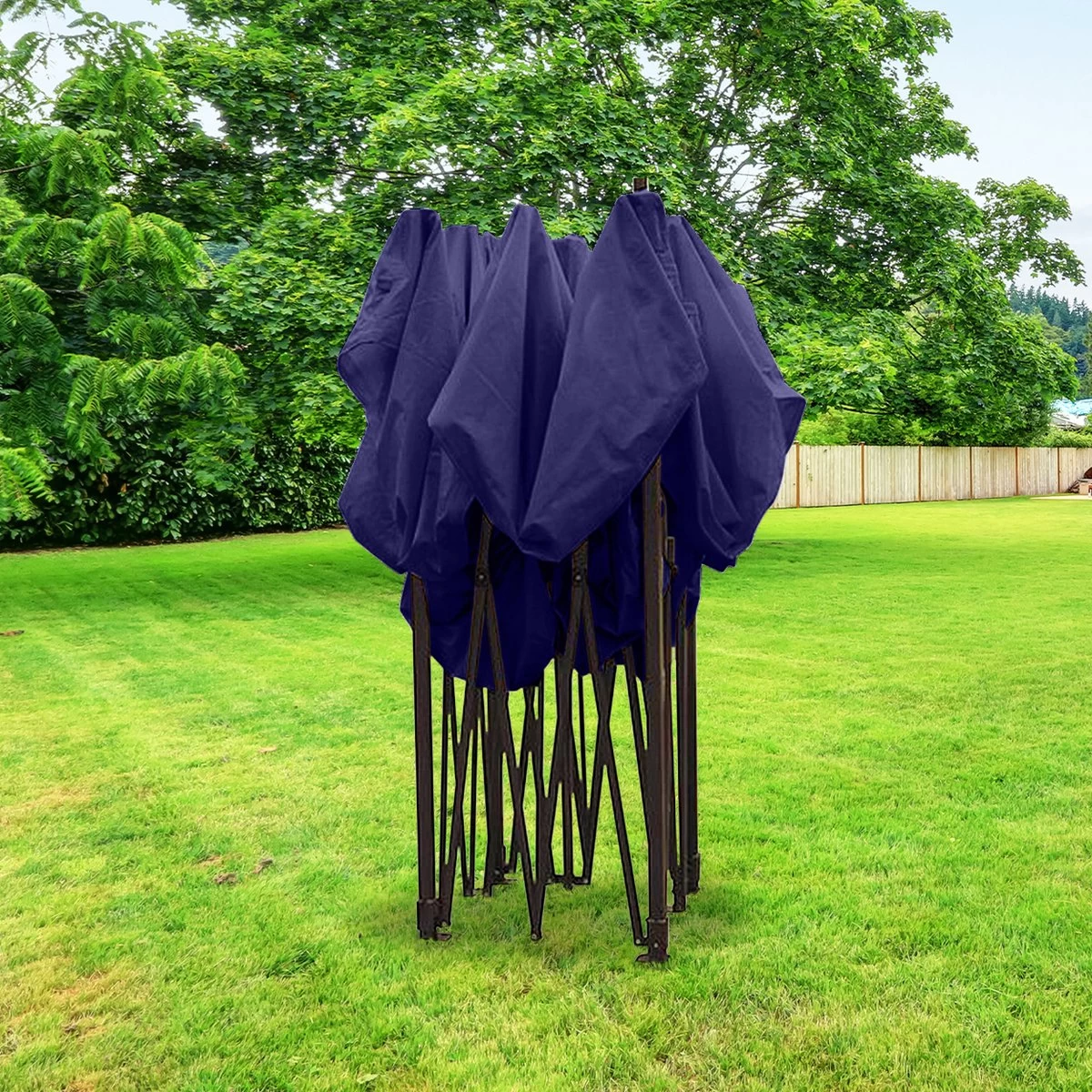 LifeGoods Partytent - 3x3 M - Zijwanden - Easy Up - Opvouwbaar - Waterdicht - Draagtas Met Wieltjes - Donkerblauw - Afbeelding 2