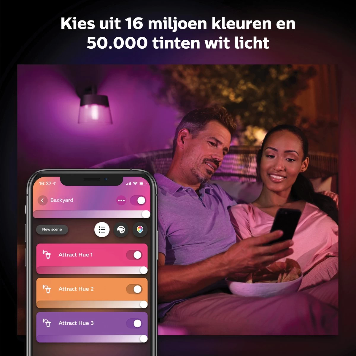 Philips Hue Attract Muurlamp - Wit En Gekleurd Licht - Zwart - Afbeelding 5