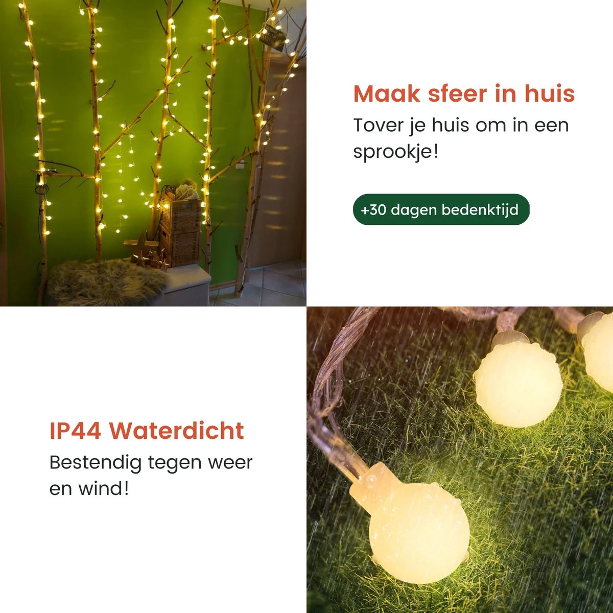 Partizzle 12m Lichtsnoer - Buiten & Binnen - Kamer Decoratie Lichtjes Slinger Tieners - Lampjes Lichtslinger Kinderkamer - Fotoslinger - Sfeer En Feestverlichting - Tuinverlichting - Warm Wit / 120 LEDs - Afbeelding 4
