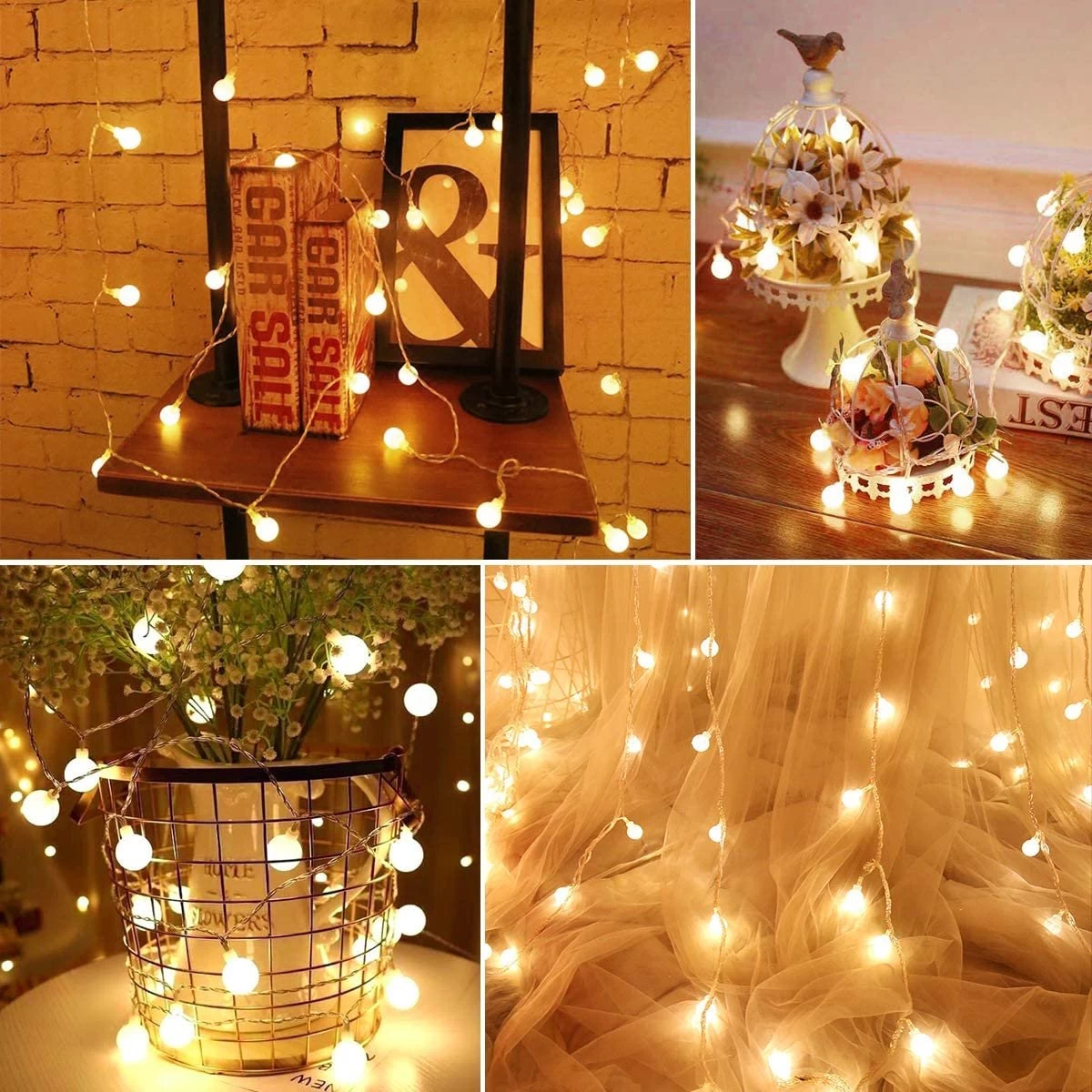 Partizzle 12m Lichtsnoer - Buiten & Binnen - Kamer Decoratie Lichtjes Slinger Tieners - Lampjes Lichtslinger Kinderkamer - Fotoslinger - Sfeer En Feestverlichting - Tuinverlichting - Warm Wit / 120 LEDs - Afbeelding 6