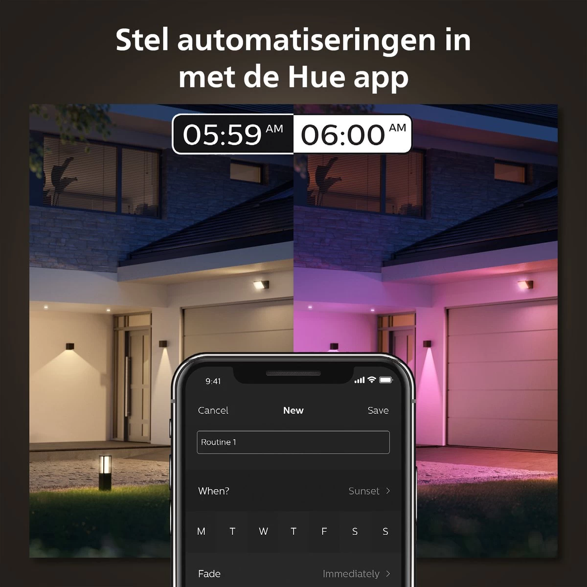 Philips Hue Resonate Down - Muurlamp - Wit En Gekleurd Licht - Zwart - Afbeelding 4