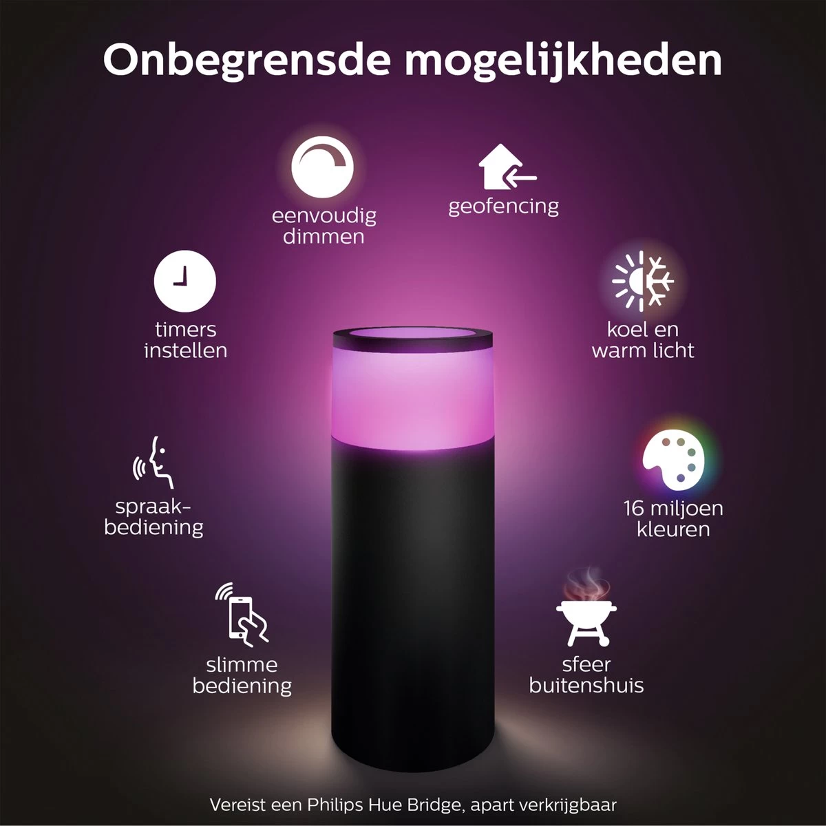 Philips Hue Calla Sokkellamp - Wit En Gekleurd Licht - Zwart - Laag - Laagspanning - Uitbreiding - Afbeelding 7