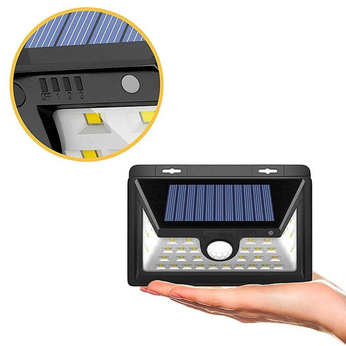 SensaHome Solar Lamp 34 Led Met Bewegingssensor Voor Buitenverlichting | Slimme Lamp | Energievriendelijk Op Zonne-energie | Buitenverlichting Wandlamp Met Sensor En Led - Afbeelding 7