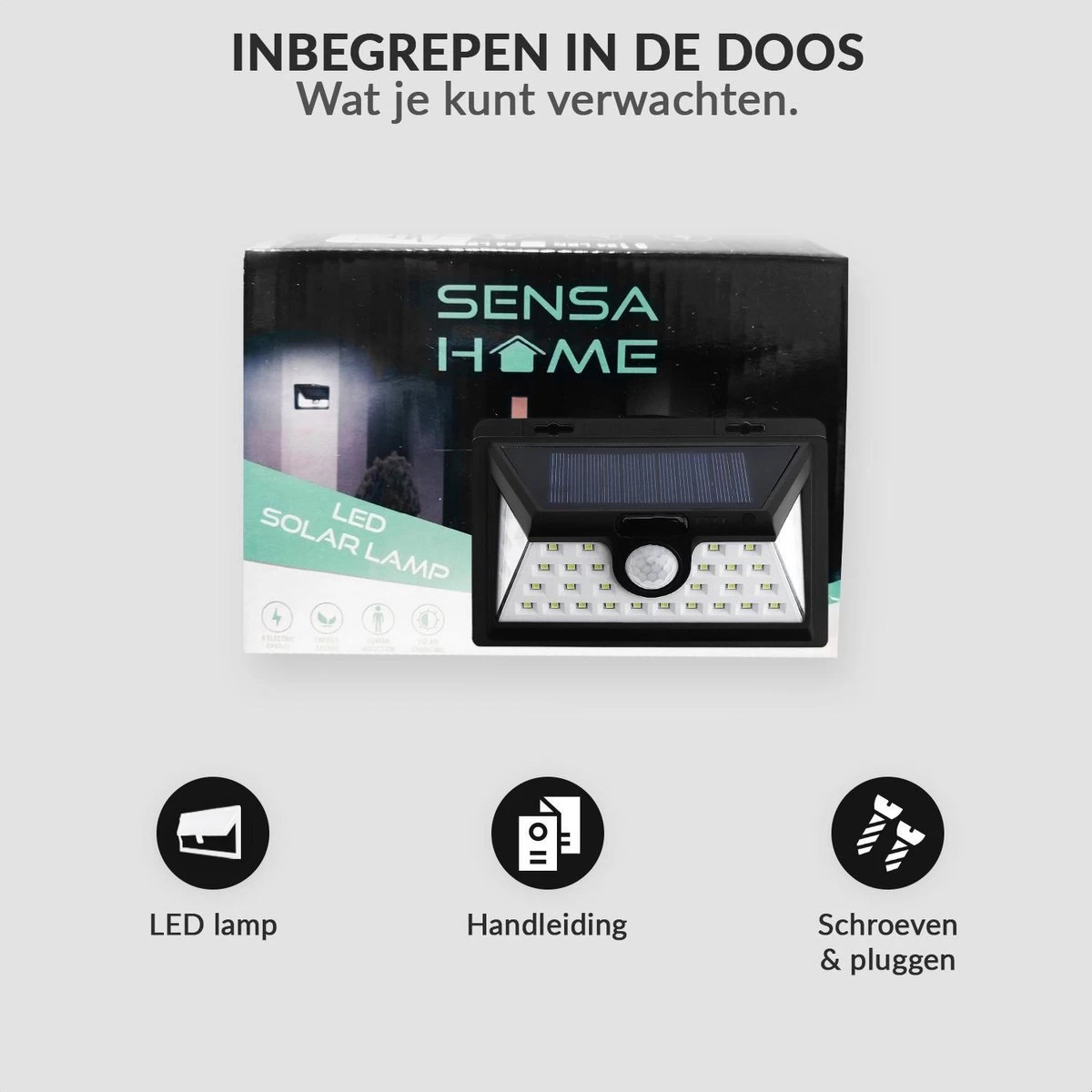 SensaHome Solar Lamp 34 Led Met Bewegingssensor Voor Buitenverlichting | Slimme Lamp | Energievriendelijk Op Zonne-energie | Buitenverlichting Wandlamp Met Sensor En Led - Afbeelding 11