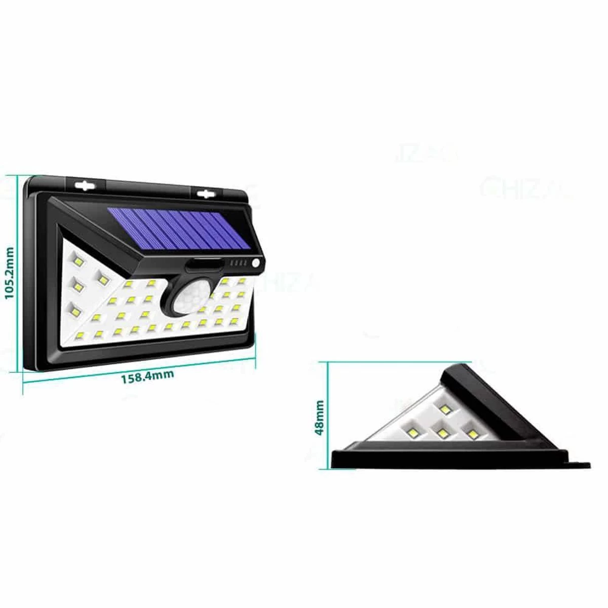 SensaHome Solar Lamp 34 Led Met Bewegingssensor Voor Buitenverlichting | Slimme Lamp | Energievriendelijk Op Zonne-energie | Buitenverlichting Wandlamp Met Sensor En Led - Afbeelding 13