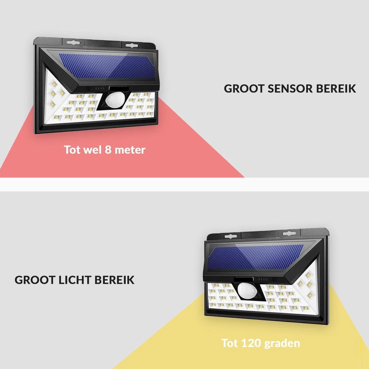 SensaHome Solar Lamp 34 Led Met Bewegingssensor Voor Buitenverlichting | Slimme Lamp | Energievriendelijk Op Zonne-energie | Buitenverlichting Wandlamp Met Sensor En Led - Afbeelding 16