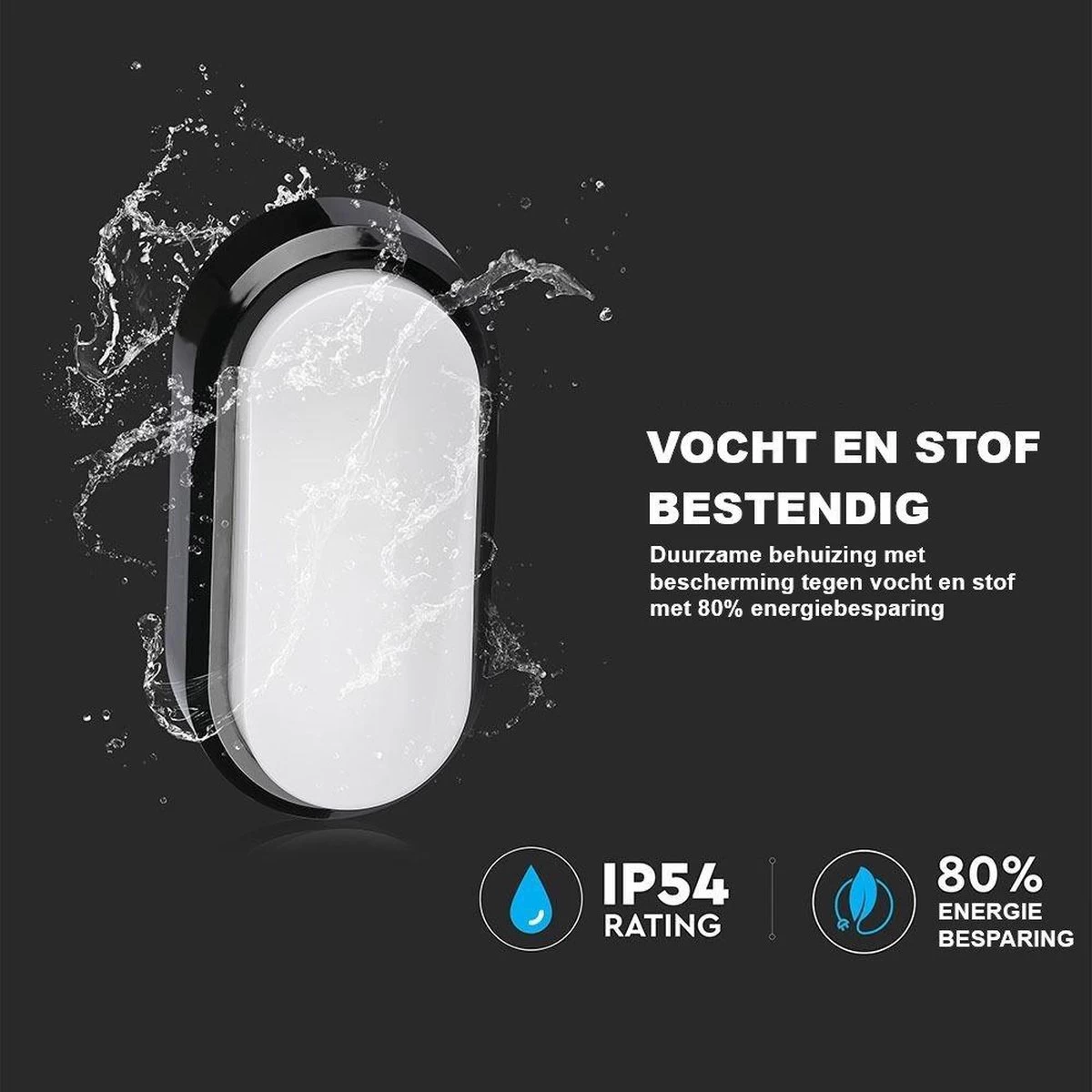 V-Tac Zwarte Ovale LED Plafondlamp Klein - Afbeelding 12