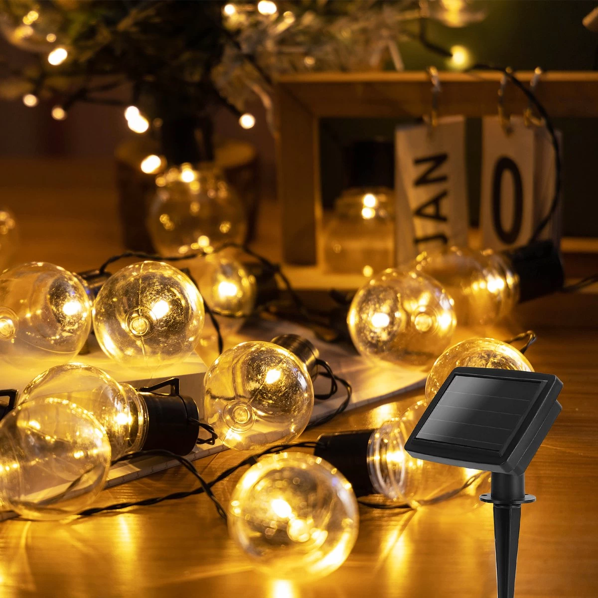 Aigostar 10VRG Solar Lichtsnoer - Lichtslinger Op Zonne-energie - Lampjes Slinger - 20 Transparante LED - 3000K - 5.8 Meter - Afbeelding 10