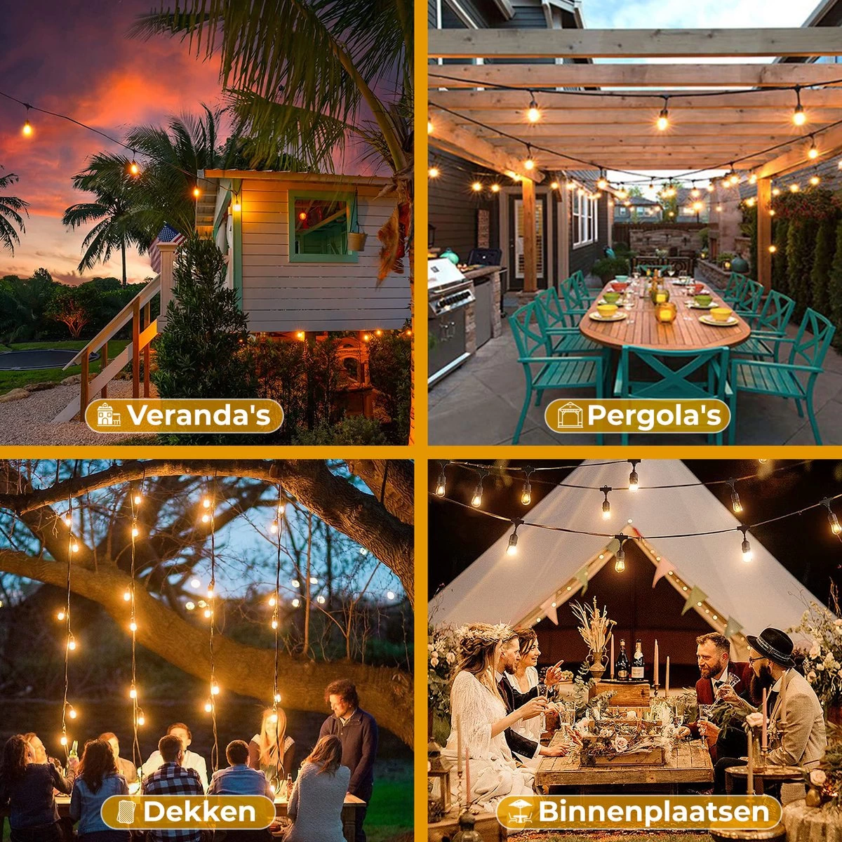 Homèlle Lichtsnoer - 15 LED - 15 Meter - Warm-wit - Tuinverlichting - Kerstverlichting - Buitenverlichting - Lichtslinger - Lampjes Slinger - Transparant - Afbeelding 3