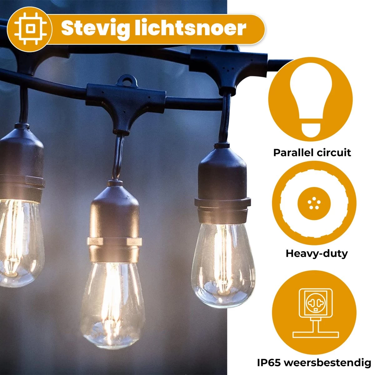 Homèlle Lichtsnoer - 15 LED - 15 Meter - Warm-wit - Tuinverlichting - Kerstverlichting - Buitenverlichting - Lichtslinger - Lampjes Slinger - Transparant - Afbeelding 4