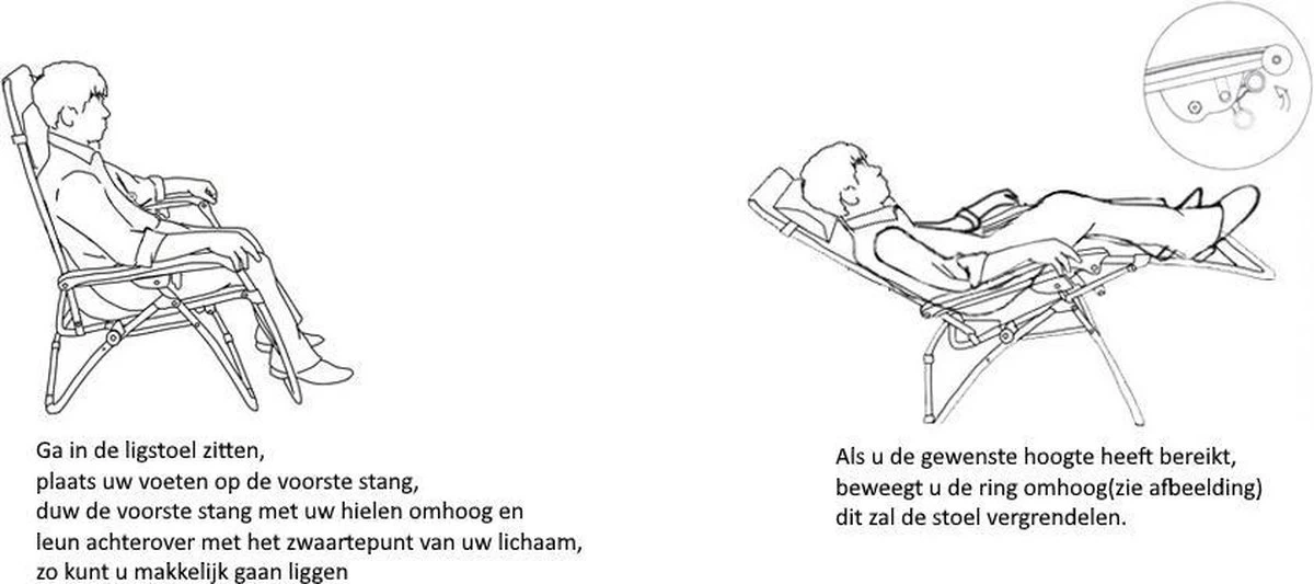 Brulo - Ligstoel Tuin - Ligstoelen - Strandstoel Opvouwbaar - Tuinstoel - Incl Tafel En Hoofdkussen - Afbeelding 4