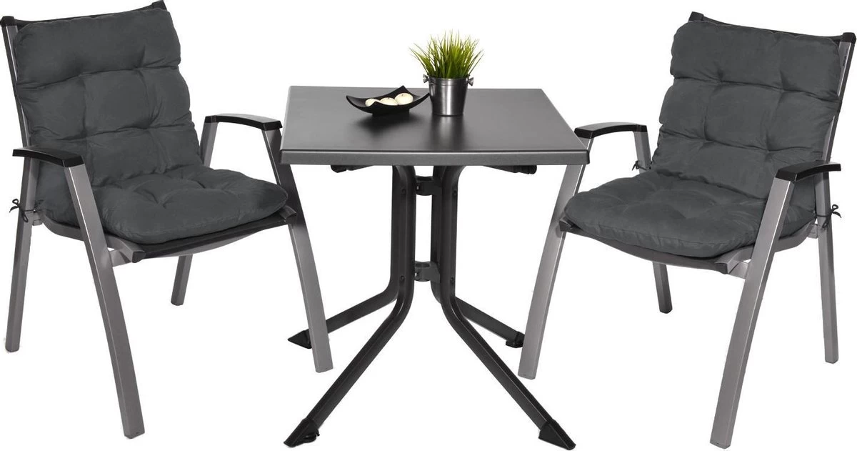 Beautissu Flair NL – Set Van 2 Tuinkussen Lage Rug Antraciet – 100x50 Cm – Zitkussen Matraskussen Voor Tuin Meubelen - Afbeelding 7