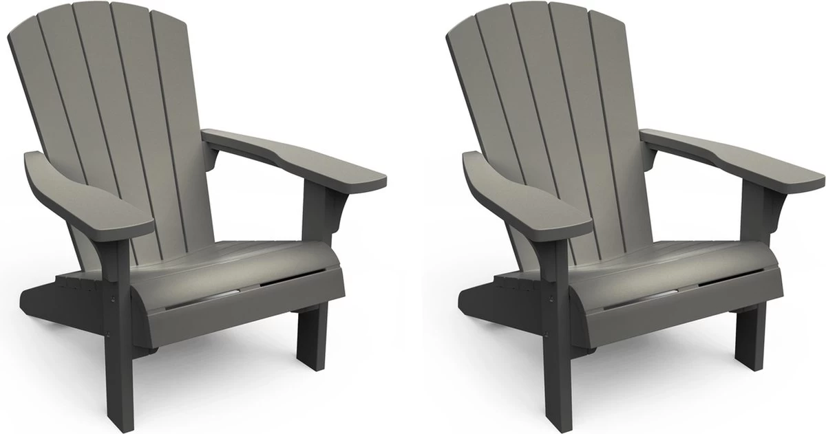 Keter Troy Adirondack Tuinstoel - Set Van 2 - 81x80x96,5cm - Lichtgrijs