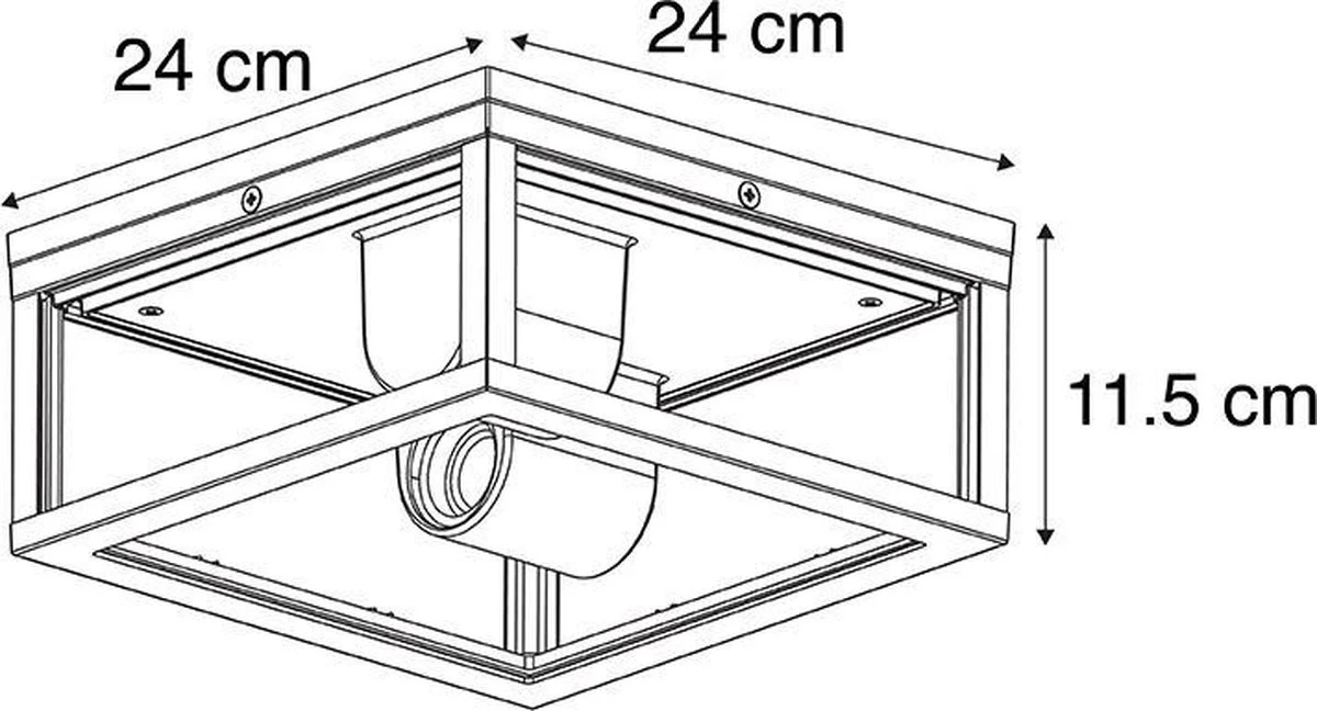 QAZQA Charlois - Design Plafondlamp Voor Buiten - 2 Lichts - L 24 Cm - Zwart - Buitenverlichting - Afbeelding 4