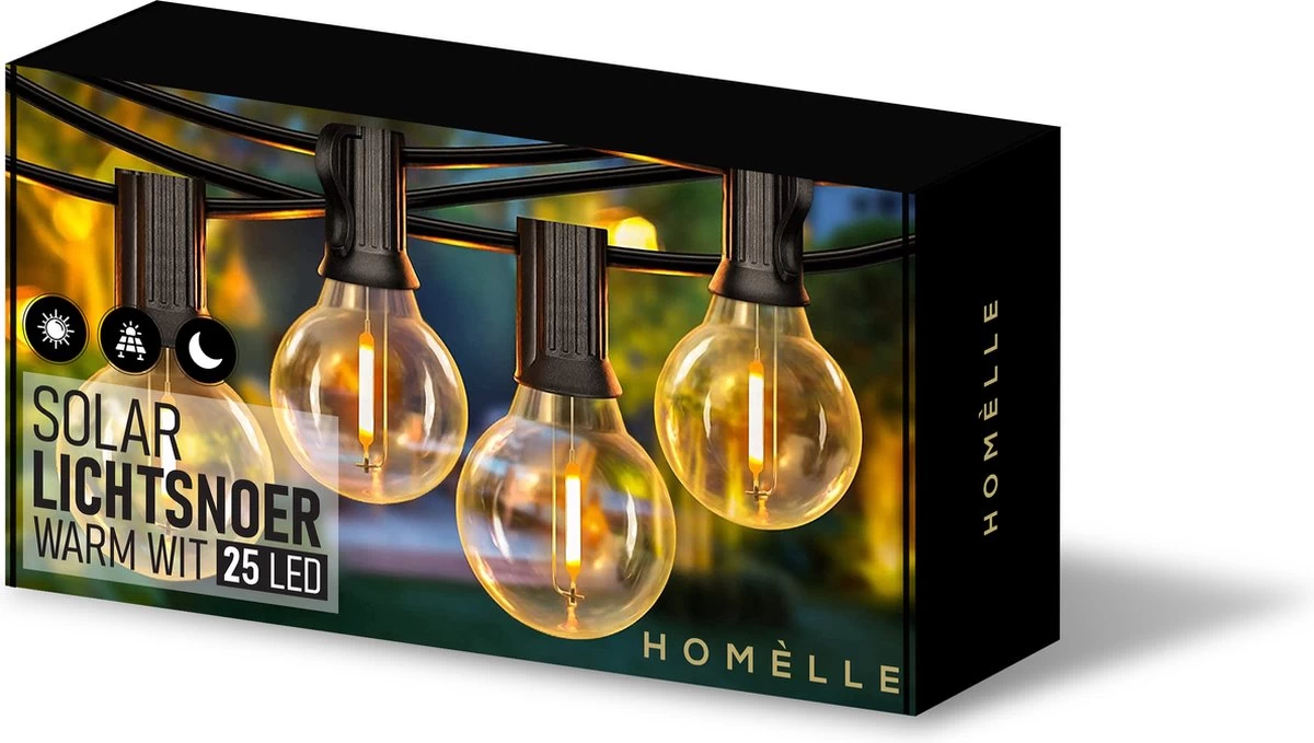 Homèlle Lichtsnoer - 25 LED - 7.5 Meter - Warm-wit - Tuinverlichting - Kerstverlichting - Buitenverlichting - Lichtslinger - Lampjes Slinger - Transparant - Afbeelding 7