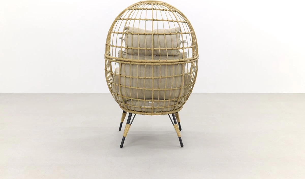 Lola Egg Relaxstoel - Natural Sand - Mand Stoel - Afbeelding 9