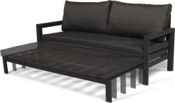 Merkloos Loungebed | Daybed | Uitschuifbare Tuinbank | 185 Cm | Zwart | Hoogwaardige Kwaliteit | Loungebank