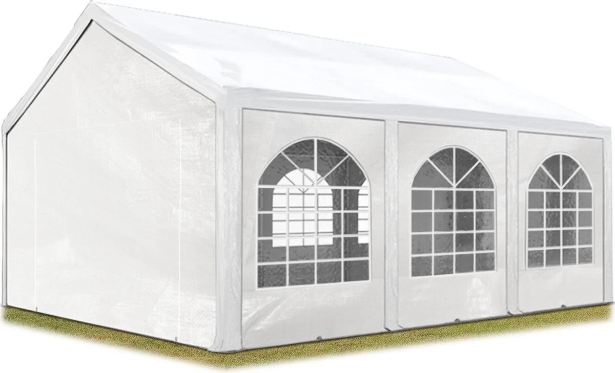 Hoogwaardige Partytent 3x6 M Van 240 G/m² PE Zeil Tuintent Feesttent Waterdicht In Wit