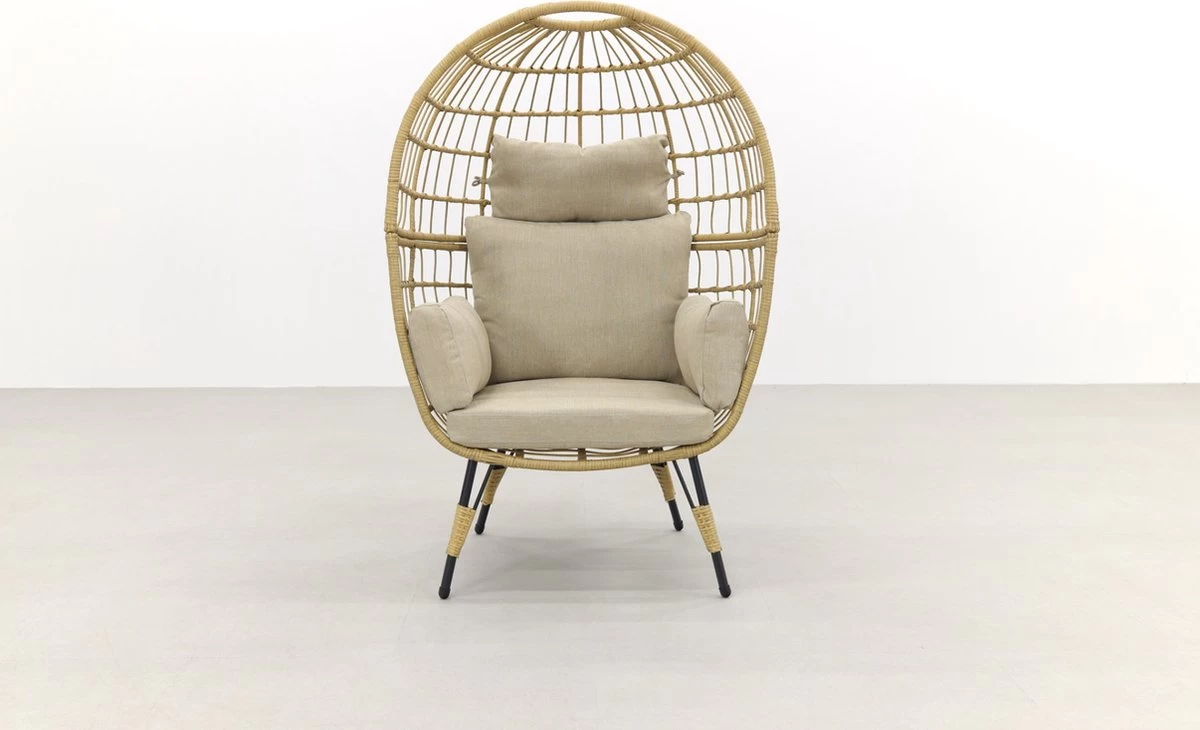 Lola Egg Relaxstoel - Natural Sand - Mand Stoel - Afbeelding 6