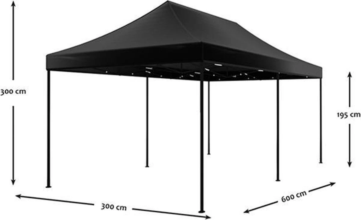 Easy Up 3x6m Zwart Luxe Partytent Opvouwbaar - Afbeelding 6