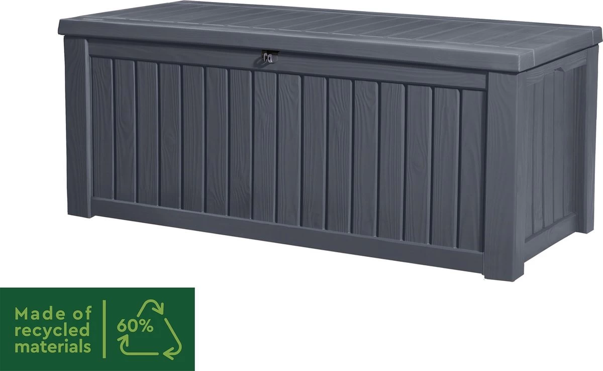 Keter Rockwood Opbergbox - 570L - 155x72.4x64.4cm - Grafiet - Afbeelding 4