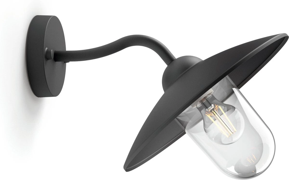 Philips Mygarden Hammock Wandlamp Buiten - Muurlamp - Tuinverlichting LED Buiten - Buitenlamp - Incl. Philips Hue White Filament Standaardlamp E27 - Zwart - Afbeelding 3