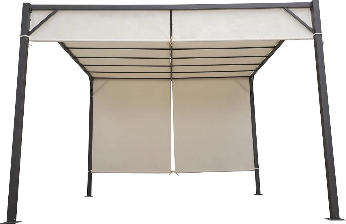 MaxxGarden Pergola - Partytent - Tuinpaviljoen Met één Gesloten Zijkant - 3x3x2,3 M - Cream - Afbeelding 2