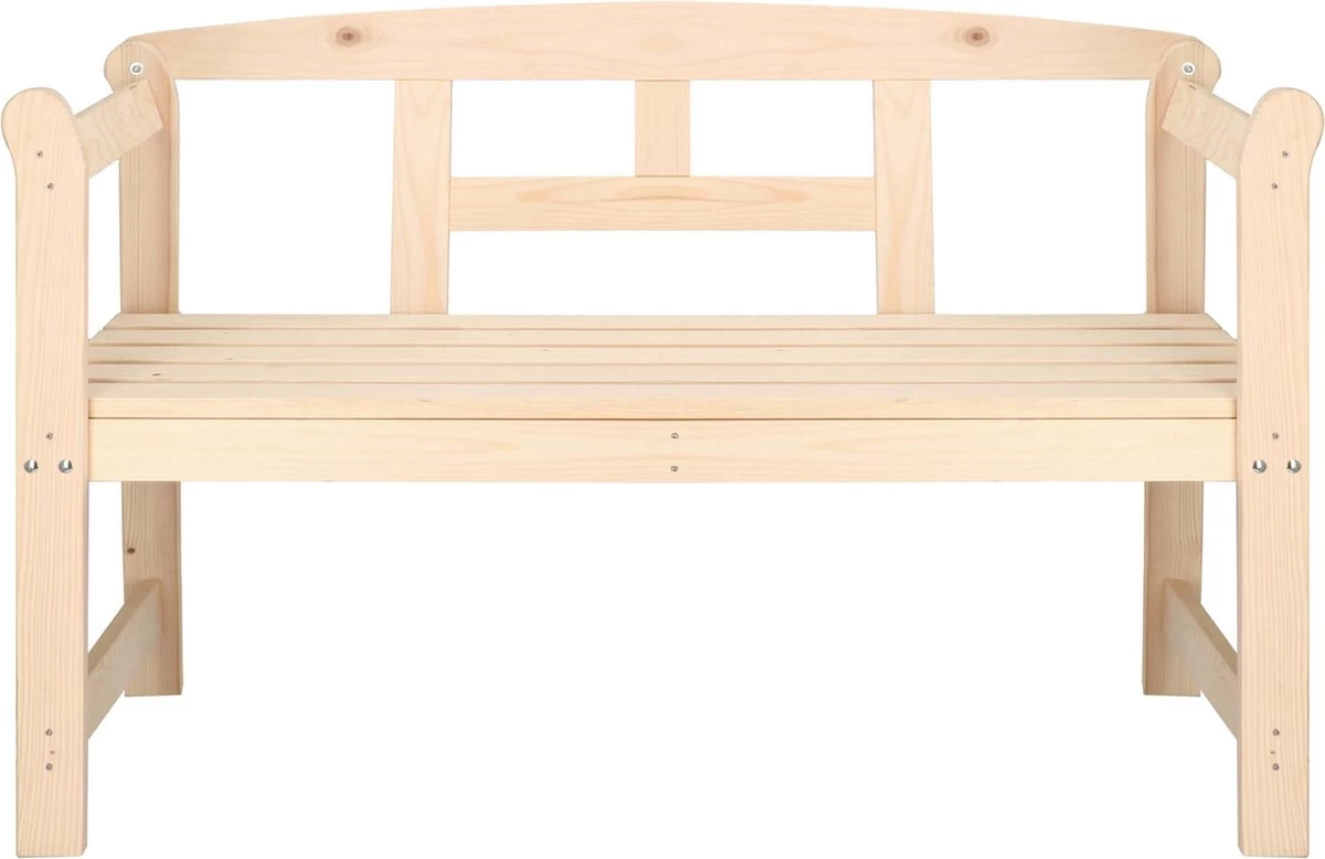 Merkloos Springos Tuinbank | Tuinbankje | Zitbank Buiten | Naaldhout | 119 X 78 X 45 Cm | Licht