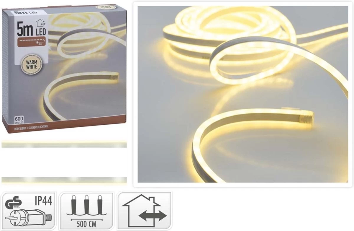DecorativeLighting Lichtslang 5 Meter - 600 SMD-LED - Warm Wit - Afbeelding 7
