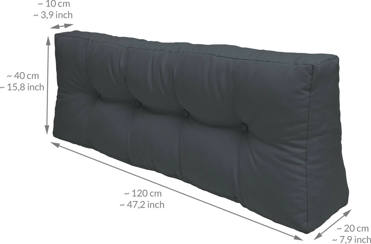 Beautissu Eco Elements Palletkussen – Rugkussen 120x40x15 Cm Voor Palletbank - Kussen Graphiet Grijs - Palletkussens In Matraskussen Kwaliteit - Afbeelding 5