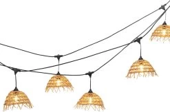Føro Boho LED Lichtsnoer - 10 M - 10 Lampen Warm Wit - 10 Gevlochten Lampenkapjes
