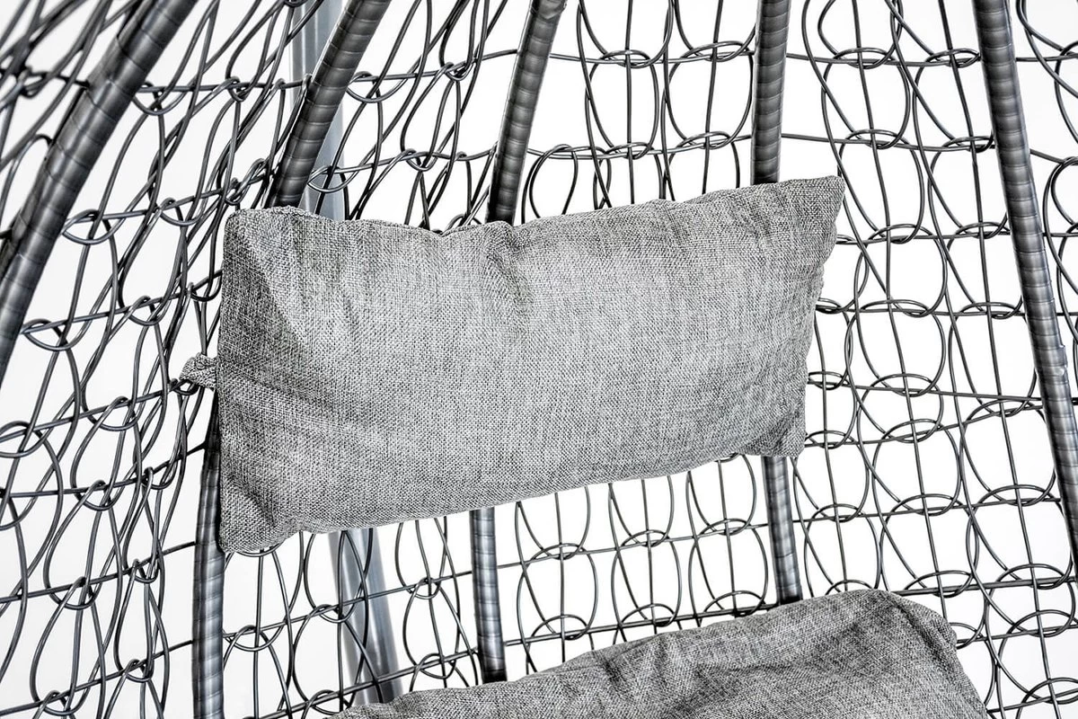Hangstoel - Ei Stoel - Met Grijze Standaard & Kussens - Tot 125kg - Afbeelding 3