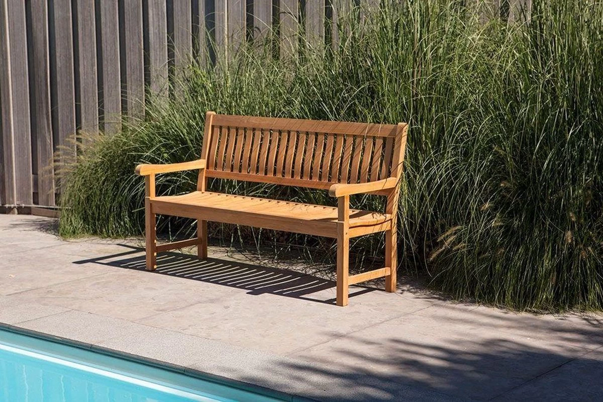 Merkloos TIERRA | Tuinbank Van Teak Comfort Plus + | 150 Cm - 3-Persoons / 3-Zits | Naturel / Original | BONANY Luxe | Geschuurd & Olie Op Waterbasis | Klassiek & Traditioneel | Stevig | Tuinzetel | Bank Voor Tuin - Afbeelding 13
