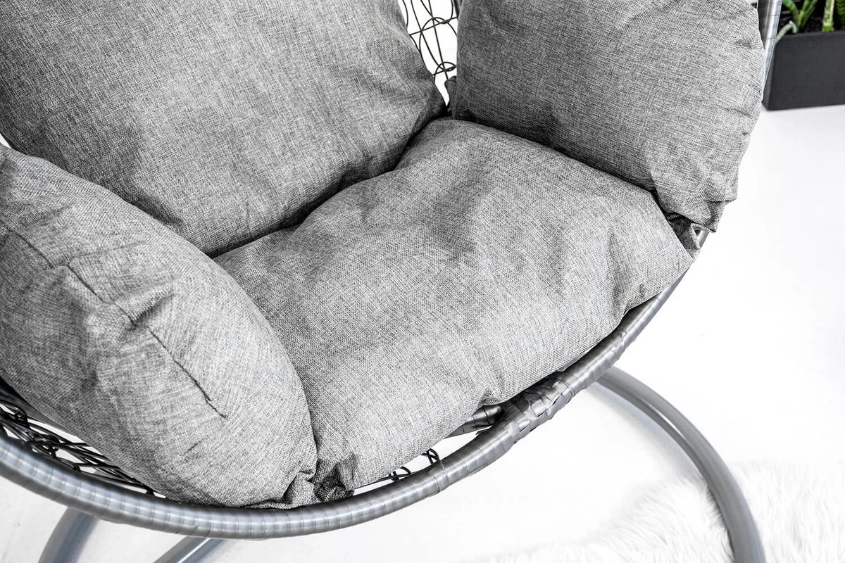 Hangstoel - Ei Stoel - Met Grijze Standaard & Kussens - Tot 125kg - Afbeelding 7