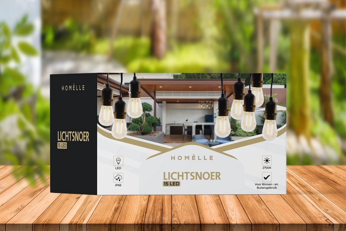 Homèlle Lichtsnoer - 15 LED - 15 Meter - Warm-wit - Tuinverlichting - Kerstverlichting - Buitenverlichting - Lichtslinger - Lampjes Slinger - Transparant - Afbeelding 10