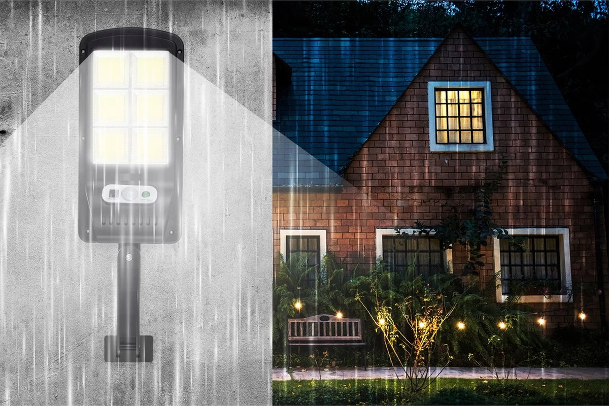 Solar Buitenlamp - Bewegingssensor - 120 LED - Buiten & Tuin Sensor - IP65 - Afstandsbediening - Buitenverlichting Op Zonne-energie - Rheme - Afbeelding 5