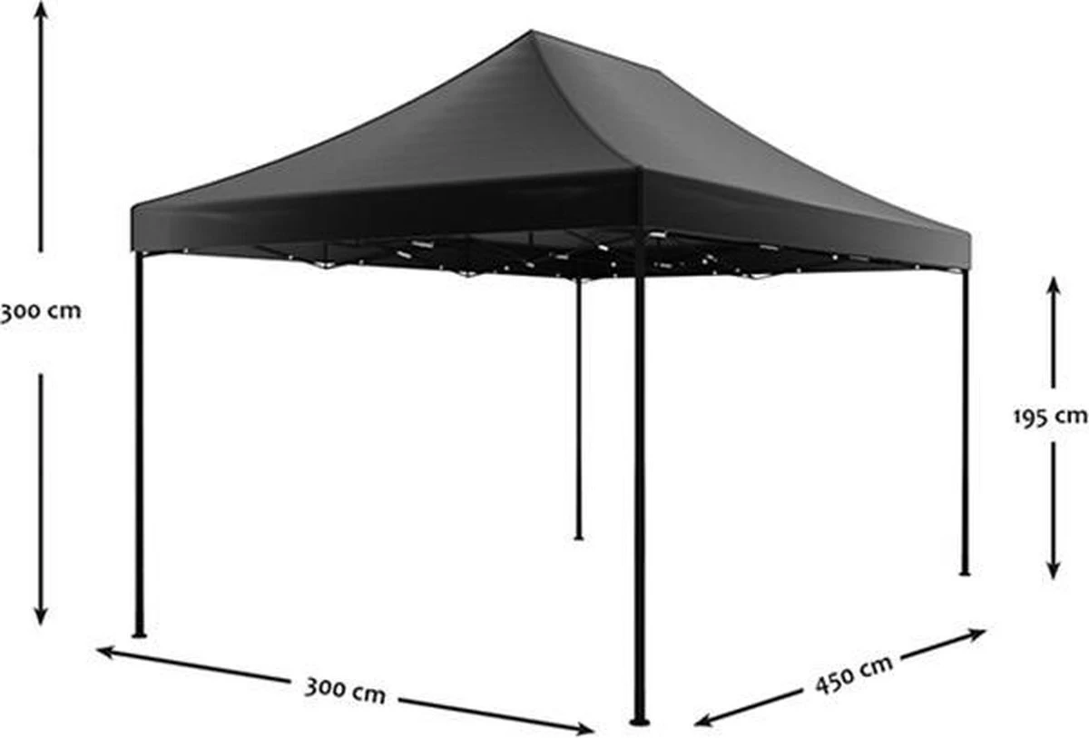 Easy Up 3x4,5m Zwart Luxe Partytent Opvouwbaar - Afbeelding 11